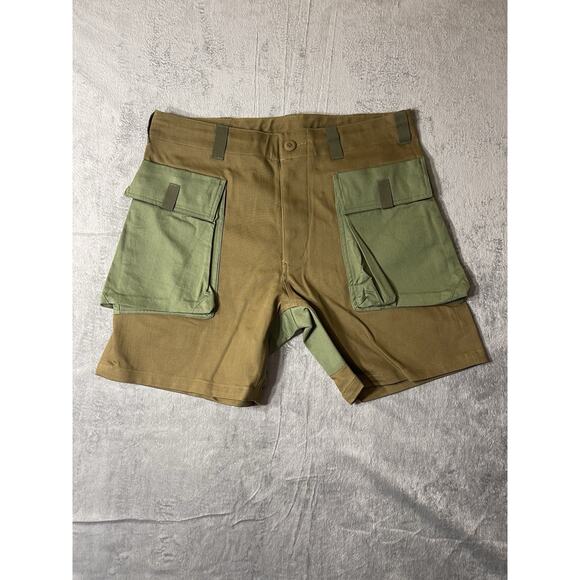Wasted Collective Organic Cotton Cargo Shorts in Green Size Large New